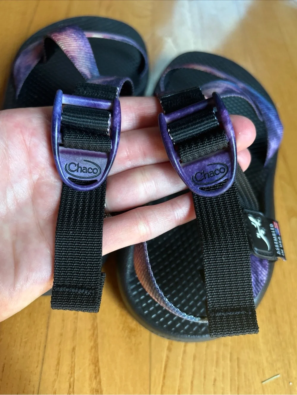 Chaco Classic Sandals Z1 Z/1 Galaxy Purple Blue Colorful Shoes Womens Black Sz 7